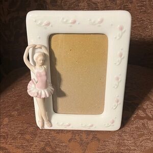 Russ Ceramic Ballet Dancer Photo Frame - 4x6 White and Pink